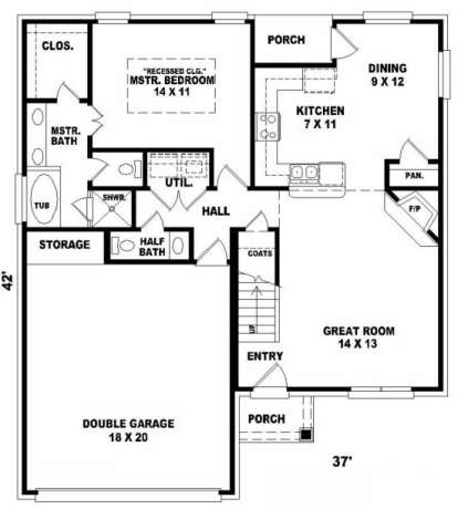 First Floor for House Plan #053-00068