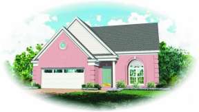 Narrow Lot House Plan #053-00070 Elevation Photo