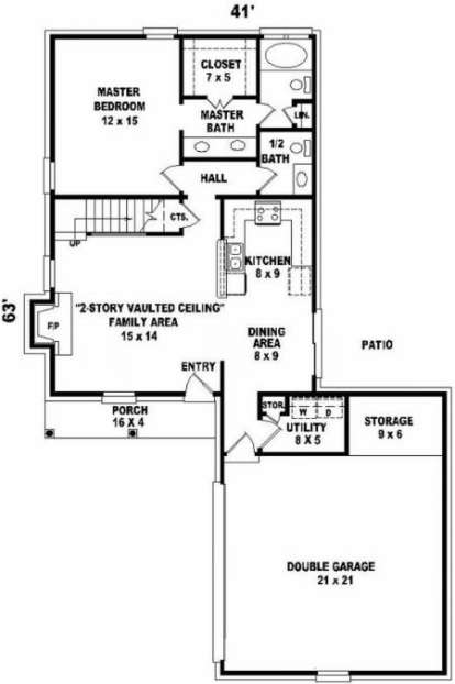 First Floor for House Plan #053-00072