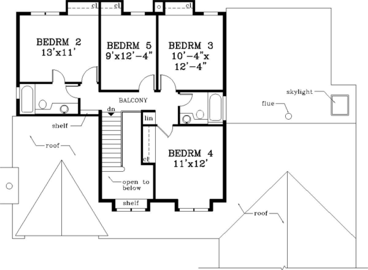 Upper Floor for House Plan #033-00028