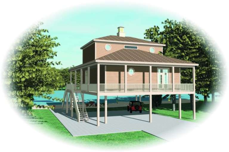 Coastal House Plan #053-00081 Elevation Photo