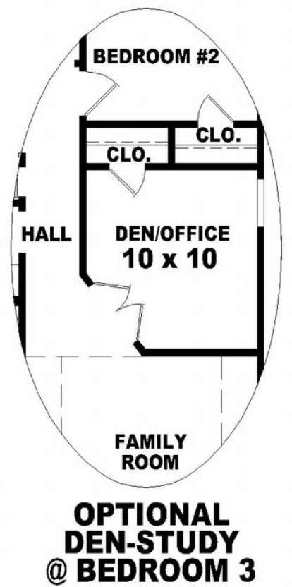 Optional Den/Study for House Plan #053-00086