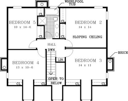Upper Floor for House Plan #033-00030