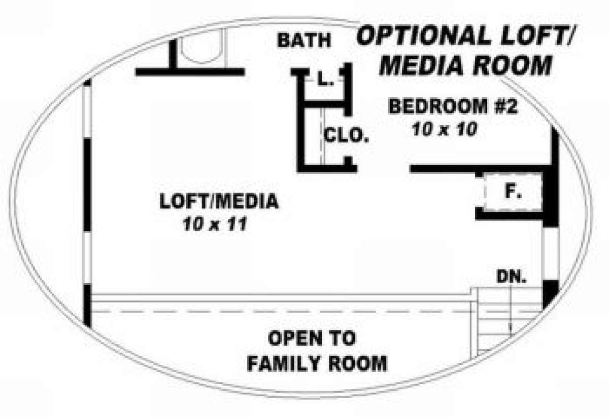 Optional Media/Loft for House Plan #053-00097