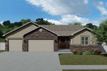 Ranch House Plan #2802-00039 Elevation Photo