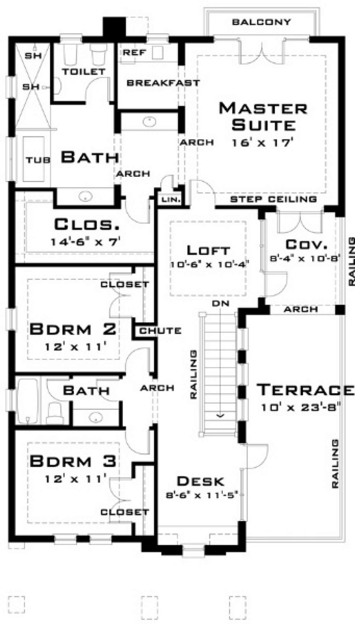 Second Floor for House Plan #028-00058