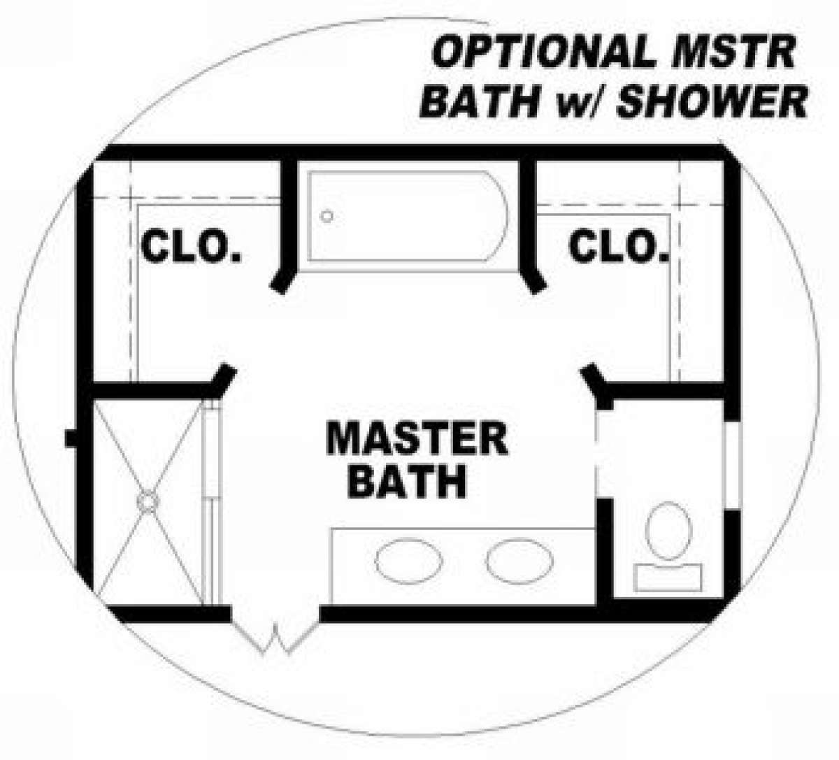Optional Master Bath for House Plan #053-00104