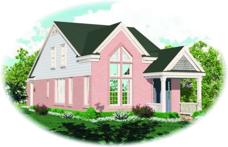 Narrow Lot House Plan #053-00108 Elevation Photo