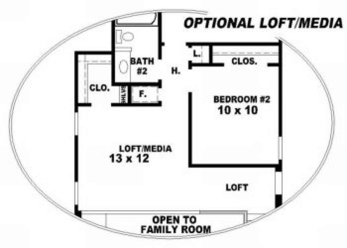 Optional Loft/Media for House Plan #053-00108