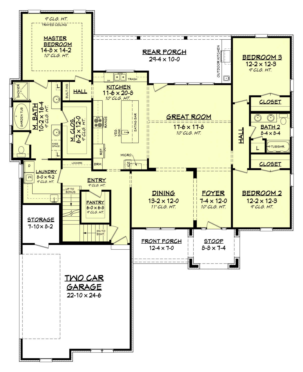 Main Floor w/ Basement Stair Location for House Plan #041-00192