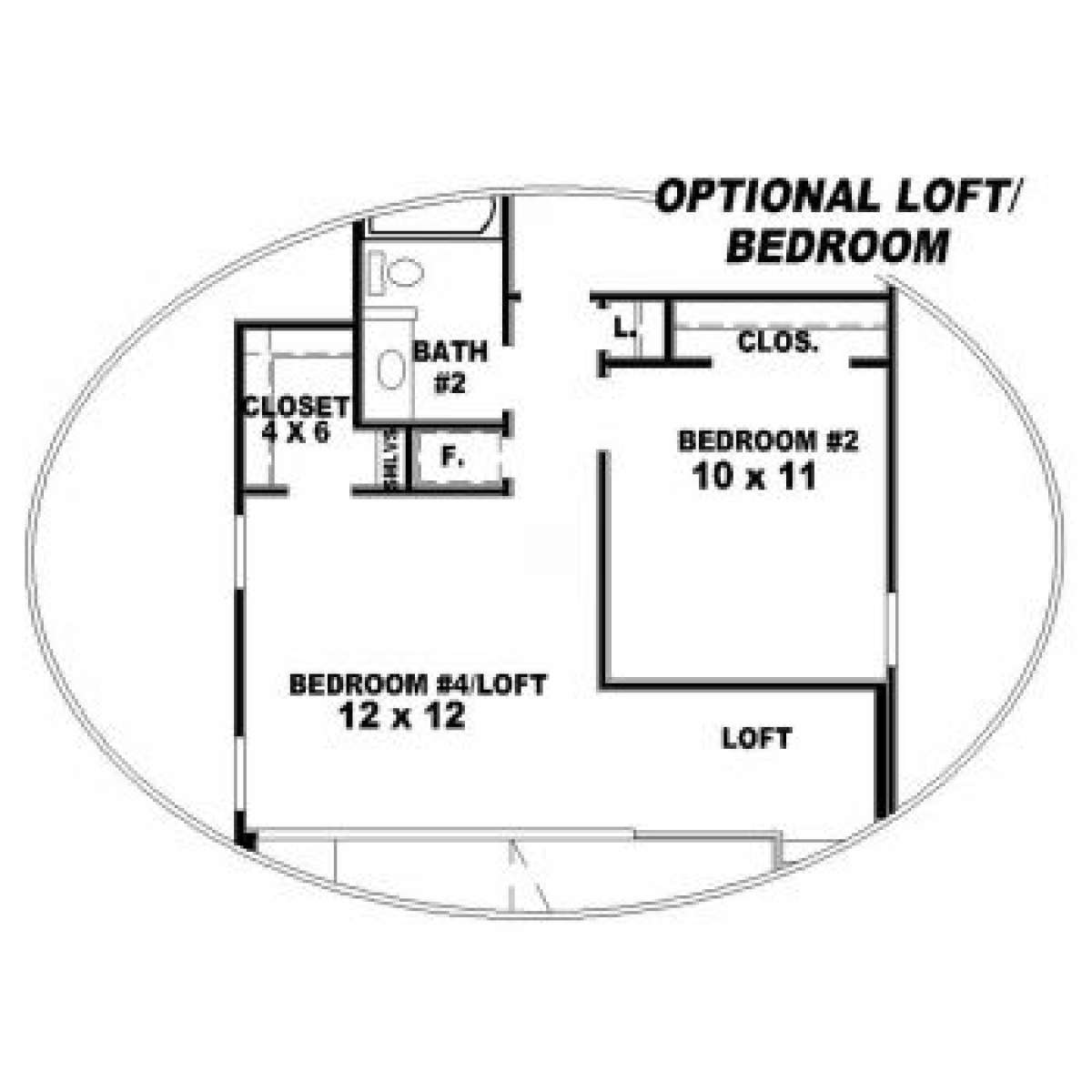 Optional Loft-Bedroom  for House Plan #053-00110