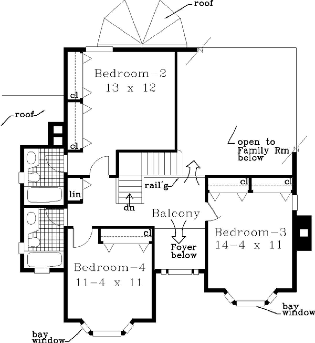 Upper Floor for House Plan #033-00033