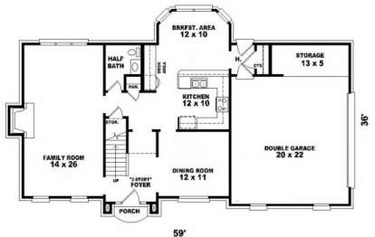 First Floor for House Plan #053-00122