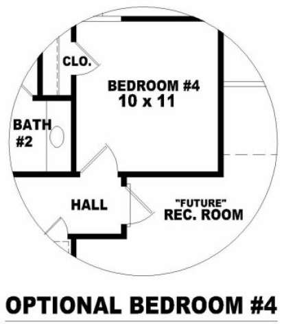 Optional Bedroom 4 for House Plan #053-00124