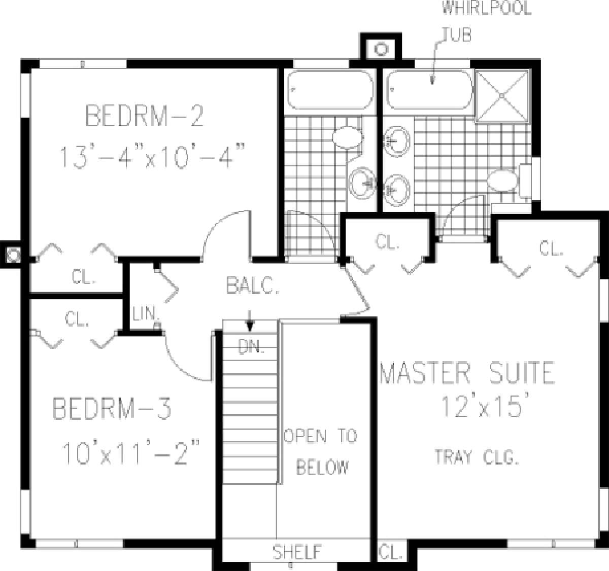 Upper FLoor for House Plan #033-00034