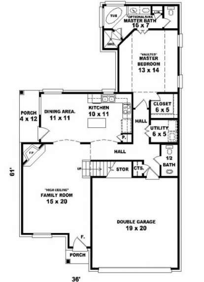First Floor for House Plan #053-00133