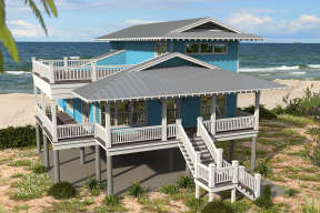 Coastal House Plan #940-00163 Elevation Photo