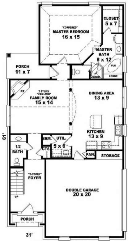 First Floor for House Plan #053-00136