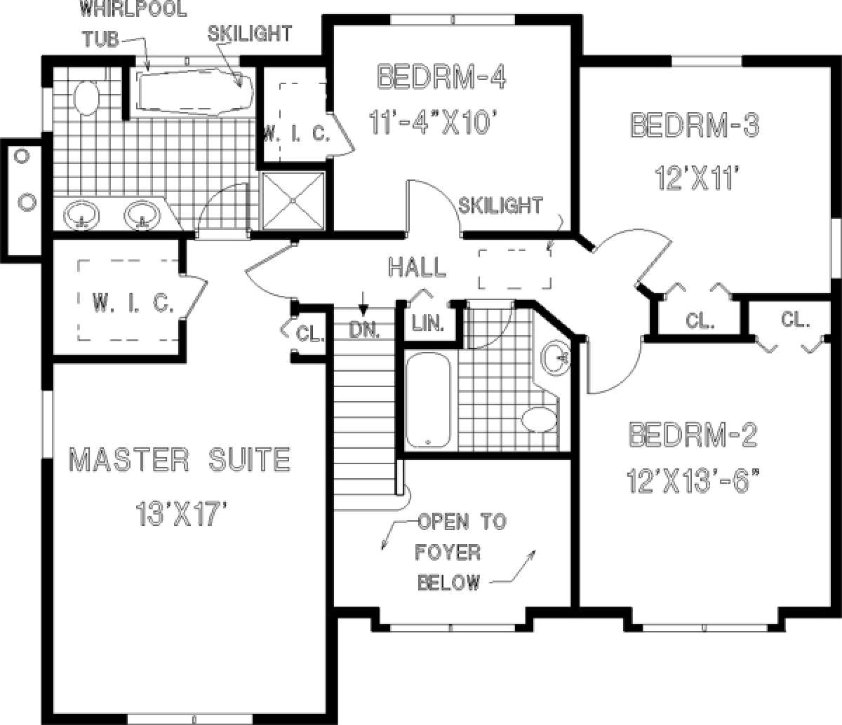 Upper Floor for House Plan #033-00038