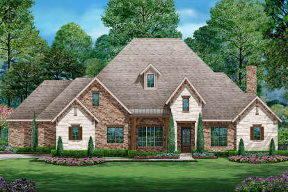 European House Plan #5445-00344 Elevation Photo
