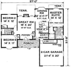 Main Floor for House Plan #033-00039