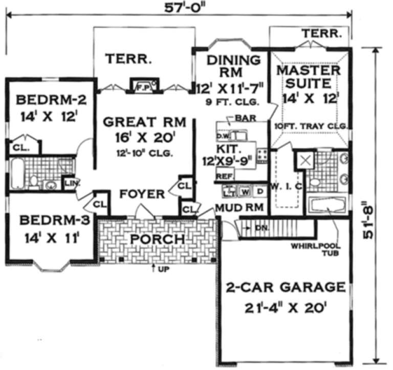 House Plan House Plan #230 Drawing 1