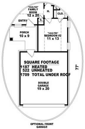 Optional Front Garage for House Plan #053-00156