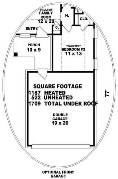 Optional Front Garage for House Plan #053-00156