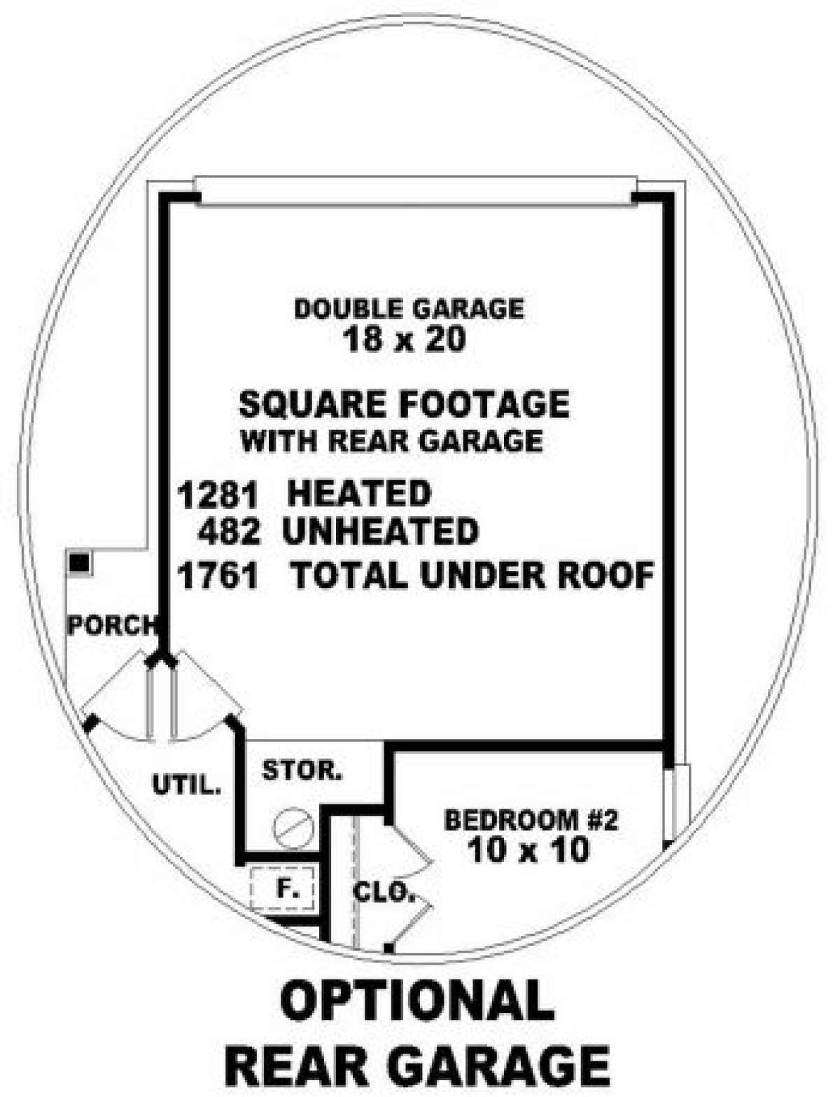 Optional Rear Garage for House Plan #053-00161
