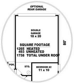 Optional Rear Garage for House Plan #053-00163