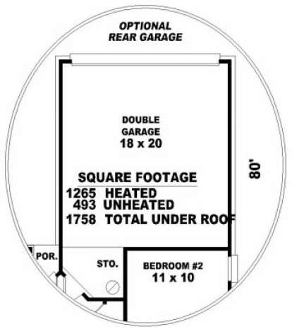 Optional Rear Garage for House Plan #053-00163