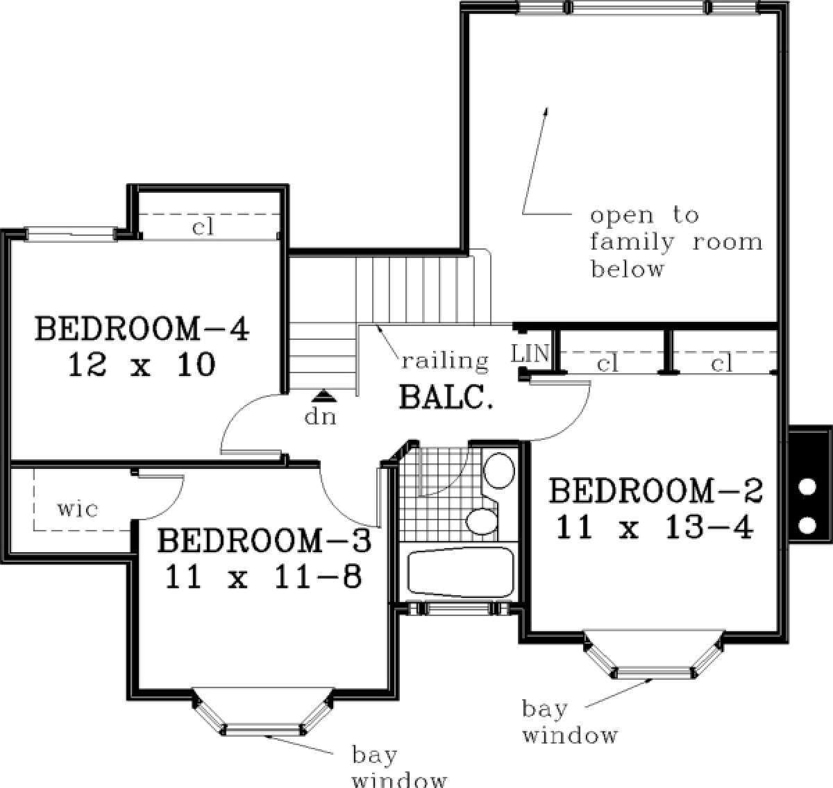 Upper Floor for House Plan #033-00040