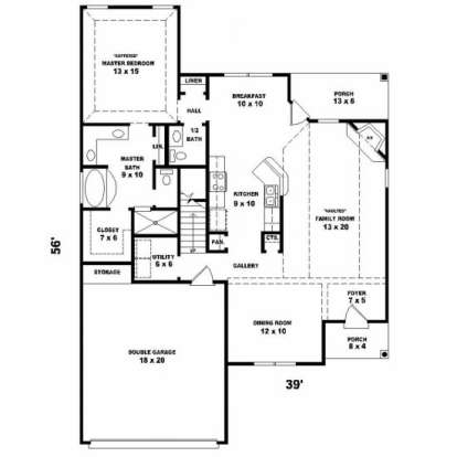 First Floor for House Plan #053-00185