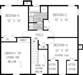 Upper Floor for House Plan #033-00043