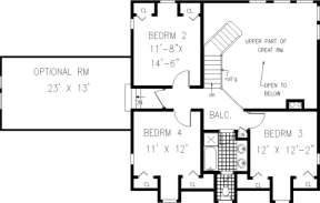 Upper Floor for House Plan #033-00044