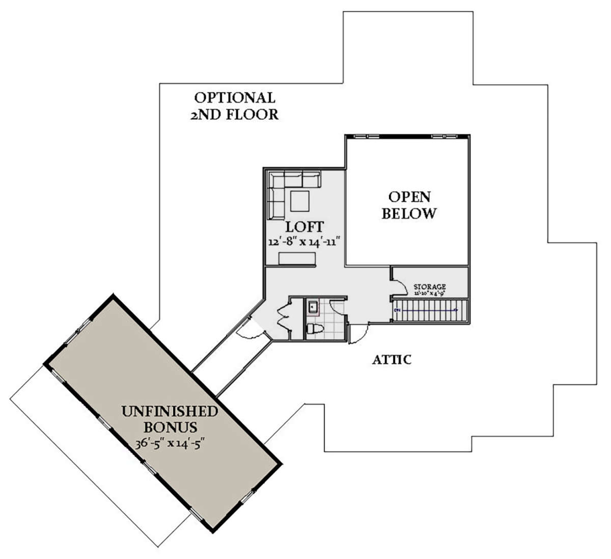 Optional Second Floor for House Plan #6849-00084