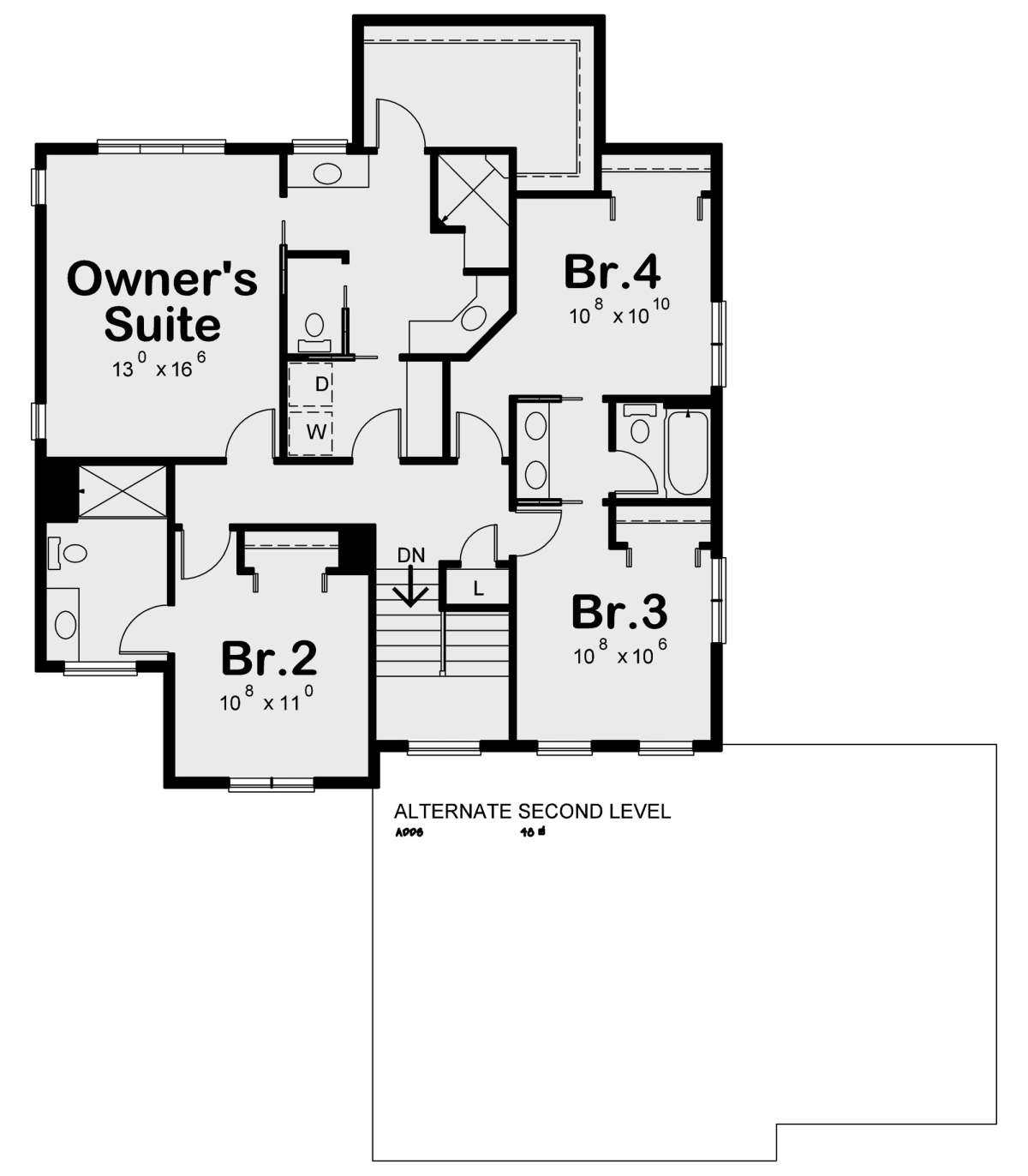 Alternate Second Floor for House Plan #402-01594