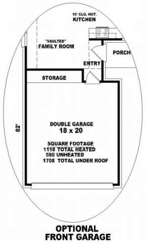 Optional Front Garage for House Plan #053-00190