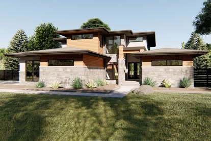 Prairie House Plan #963-00342 Elevation Photo