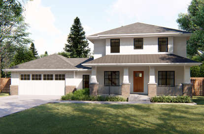 Prairie House Plan #963-00348 Elevation Photo