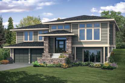 Prairie House Plan #035-00828 Elevation Photo