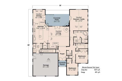 Main Floor w/ Basement Stairs Location for House Plan #035-00830