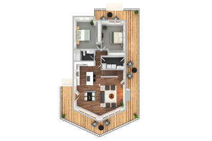 Overhead First Floor for House Plan #035-00839