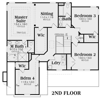 Second Floor for House Plan #009-00282