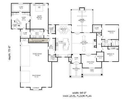 Main Floor w/ Basement Stair Location for House Plan #940-00169
