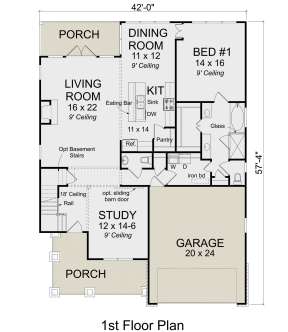 Craftsman Plan: 2,814 Square Feet, 4 Bedrooms, 3.5 Bathrooms - 4848-00353