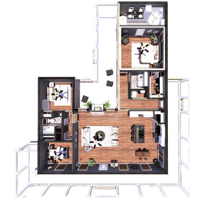 Overhead First Floor for House Plan #1776-00093