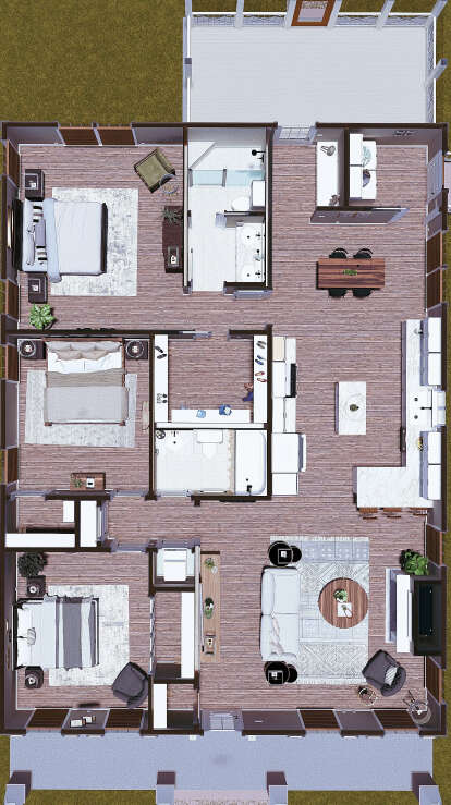Overhead First Floor for House Plan #1776-00094