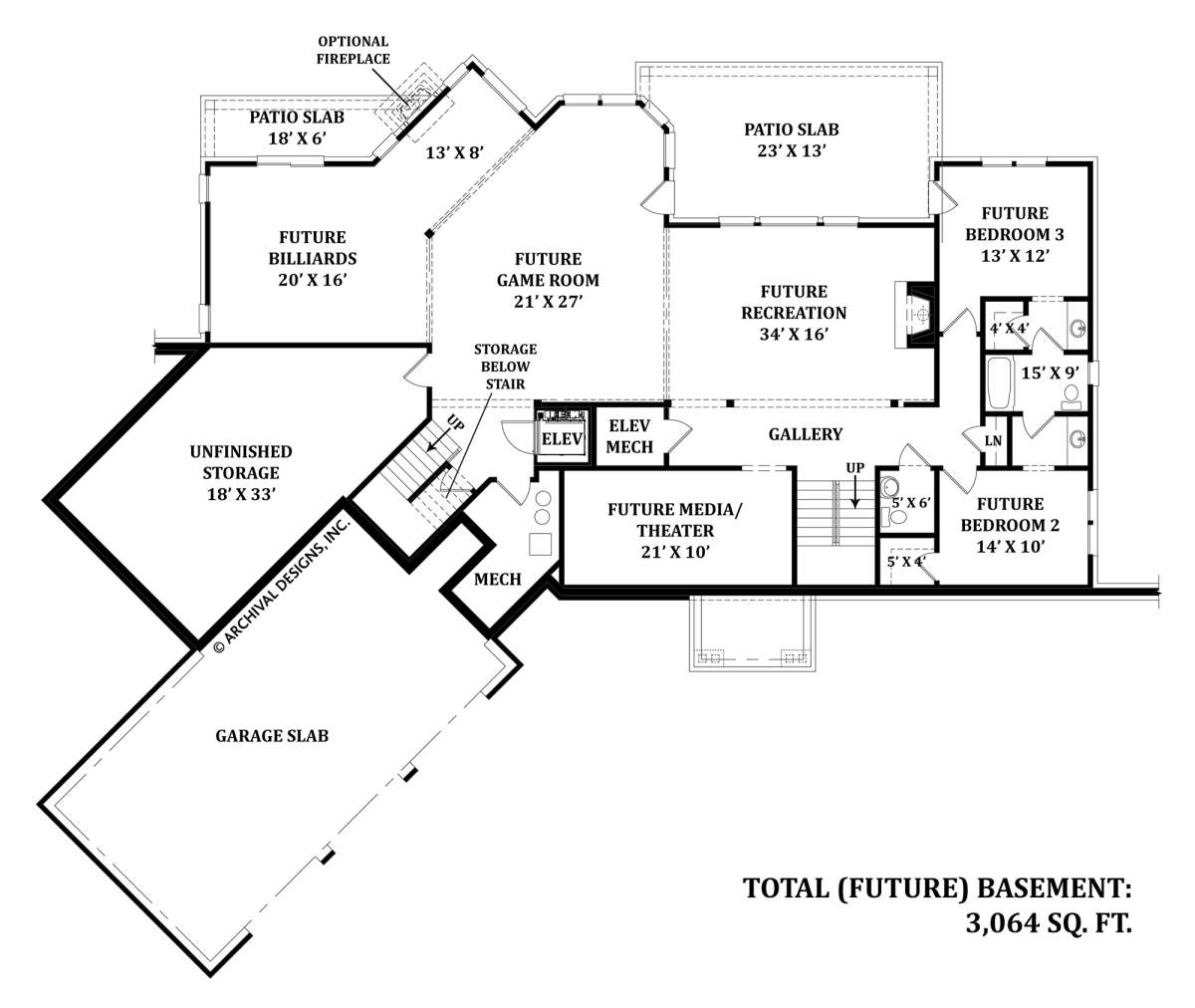 Basement for House Plan #4195-00034