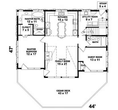 First Floor for House Plan #053-00195